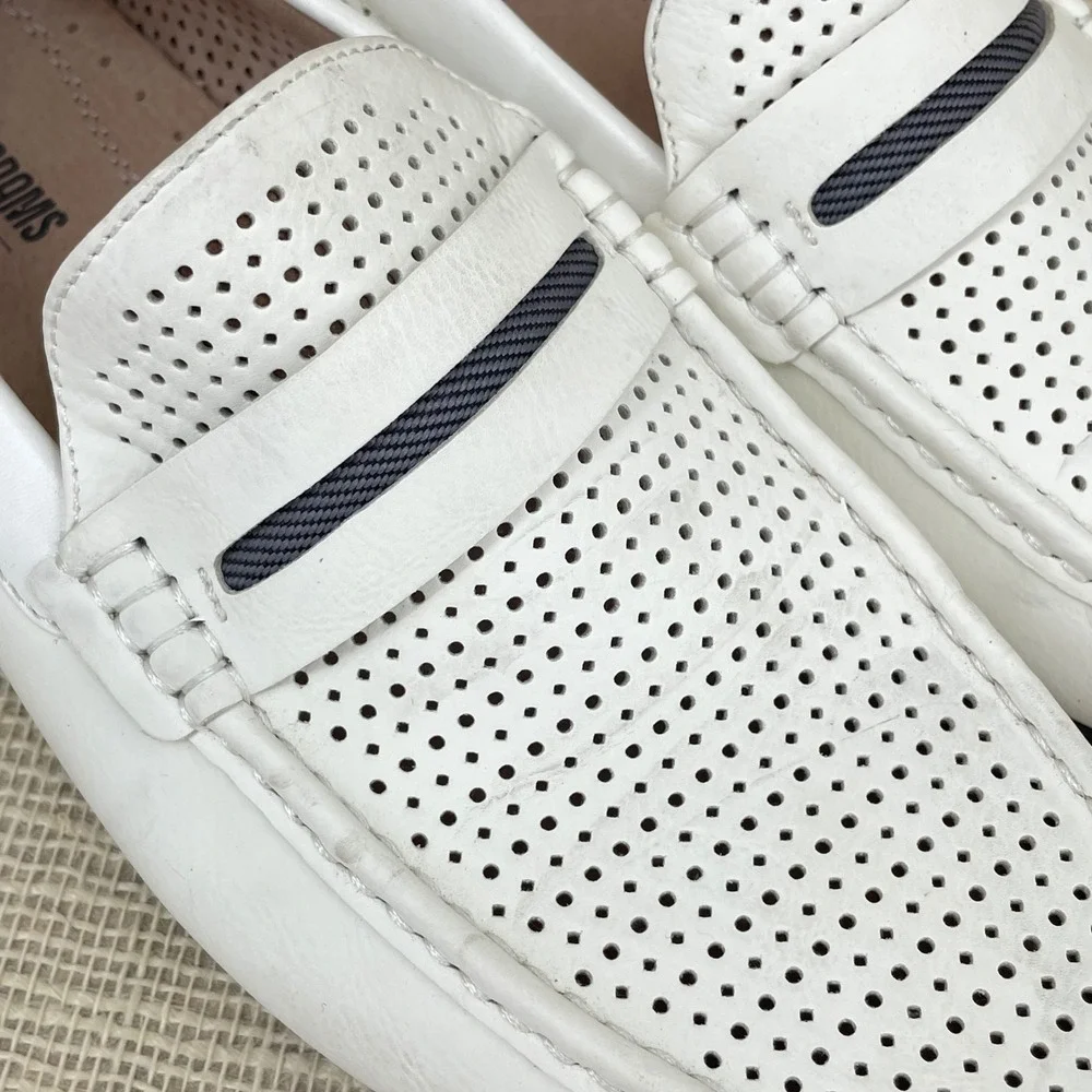 Stacy Adams‎ Mens White Perforated Penny Loafers Driving Mocs 11 M 25513-100